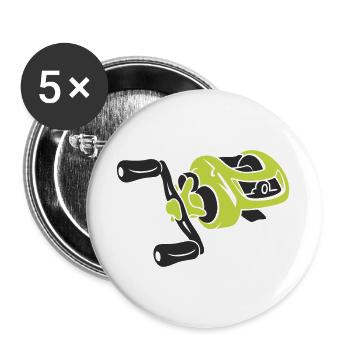 Baitcaster Angelrolle Icon - Buttons groß 56 mm (5er Pack) - Weiß - Vorne