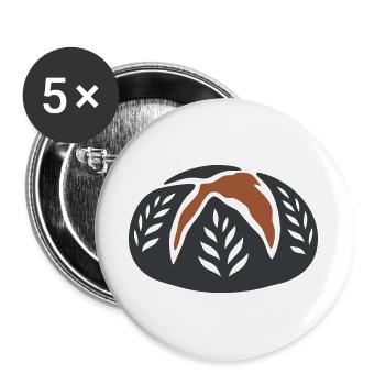 Sauerteigbrot Laib Logo - Buttons groß 56 mm (5er Pack) - Weiß - Vorne