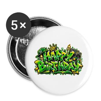 Herzlichen Glückwunsch zum Geburtstag Graffiti Hip Hop: Old School! - Buttons groß 56 mm (5er Pack) - Weiß - Vorne