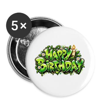 Alles Gute zum Geburtstag Graffiti-Kerze: Naturgeschenk! - Buttons groß 56 mm (5er Pack) - Weiß - Vorne