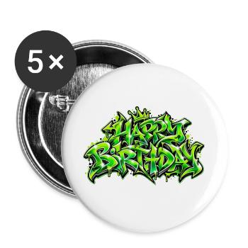 Herzlichen Glückwunsch zum Geburtstag Wildstyle Green: Slamming Graff! - Buttons groß 56 mm (5er Pack) - Weiß - Vorne
