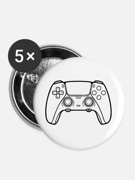 Gamepad Controller Outline Icon - Buttons groß 56 mm (5er Pack) - Weiß