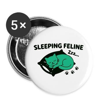 Schlafende Katze Kissen Logo - Buttons groß 56 mm (5er Pack) - Weiß - Vorne