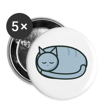 Schläfrige zusammengerollte Katze – Kleines Brustemblem - Buttons groß 56 mm (5er Pack) - Weiß - Vorne