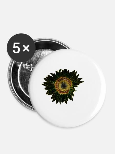 Leuchtende Sonnenblume Icon - Buttons groß 56 mm (5er Pack) - Weiß