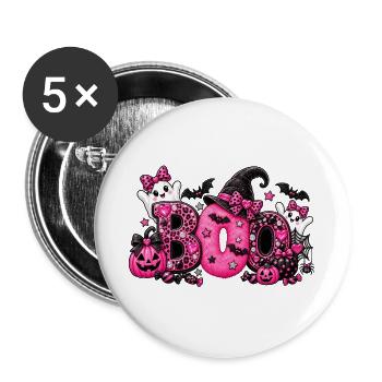 Pink Boo Halloween - Buttons groß 56 mm (5er Pack) - Weiß - Vorne