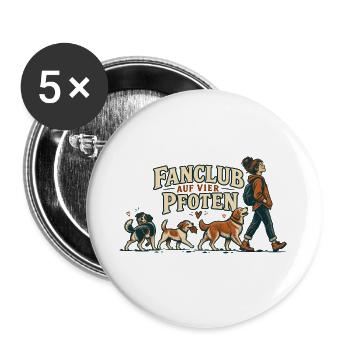 Pfotenfanclub - Buttons groß 56 mm (5er Pack) - Weiß - Vorne