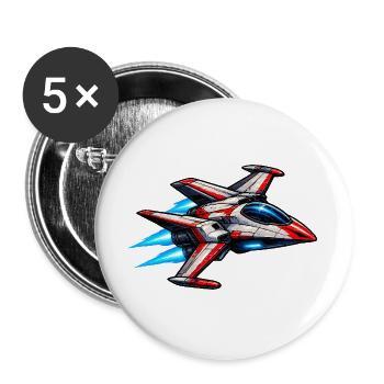 Raumschiff Fantasy Weltraum - Buttons groß 56 mm (5er Pack) - Weiß - Vorne