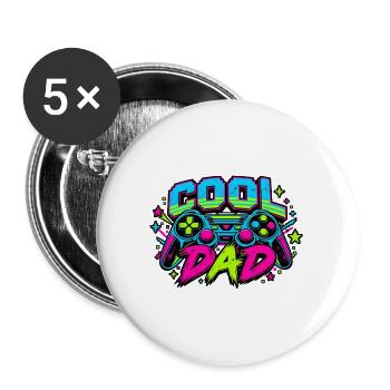 Retro Papa Neon Gaming - Buttons groß 56 mm (5er Pack) - Weiß - Vorne