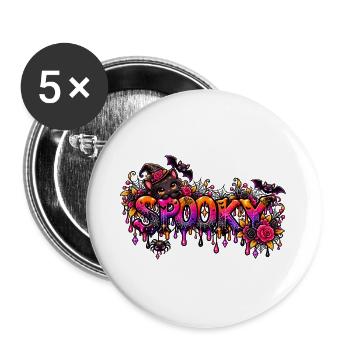 Spooky Katzen Neon-Drip - Buttons groß 56 mm (5er Pack) - Weiß - Vorne
