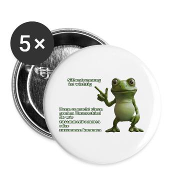 Frosch mit Wortwitz über Silbentrennung - Buttons groß 56 mm (5er Pack) - Weiß - Vorne