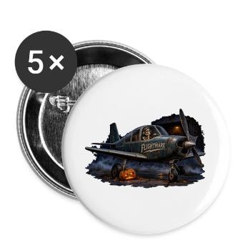 Flightmare – Verfluchtes Vintage-Flugzeug, Halloween - Buttons groß 56 mm (5er Pack) - Weiß - Vorne