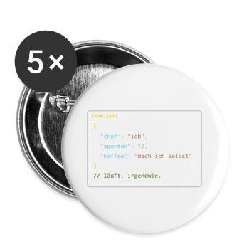Ich leite 12 KI-Agenten – Kaffee mach ich selbst - Buttons groß 56 mm (5er Pack) - Weiß - Vorne