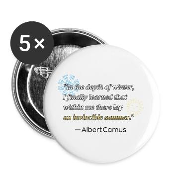 Literatur-Zitat von Albert Camus - Buttons groß 56 mm (5er Pack) - Weiß - Vorne