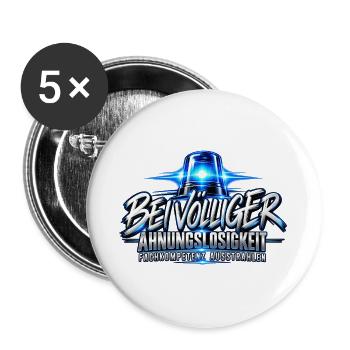 Fachkompetenz ausstrahlen | Rettungsdienst Spruch - Buttons groß 56 mm (5er Pack) - Weiß - Vorne