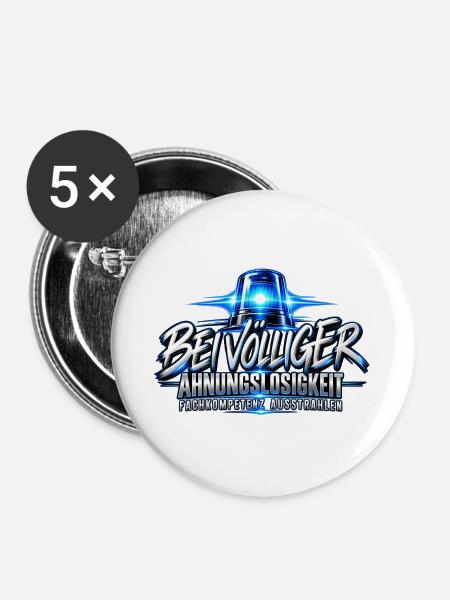 Fachkompetenz ausstrahlen | Rettungsdienst Spruch - Buttons groß 56 mm (5er Pack) - Weiß