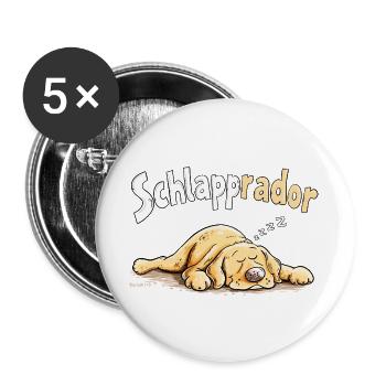 Schlapprador Labrador Schlafmütze Hund Humor - Buttons groß 56 mm (5er Pack) - Weiß - Vorne