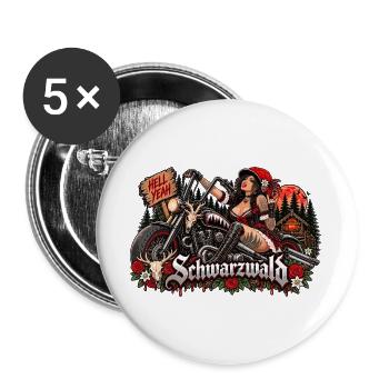  Schwarzwald Bikerin Hell Yeah Motorrad Und - Buttons groß 56 mm (5er Pack) - Weiß - Vorne
