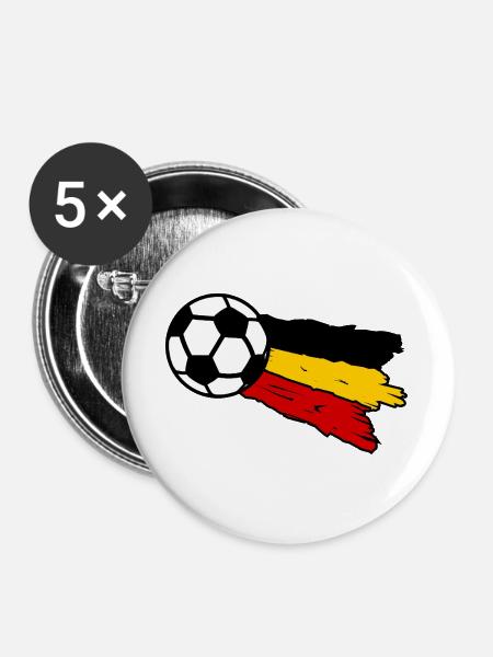Fußballflagge Belgien - Buttons groß 56 mm (5er Pack) - Weiß