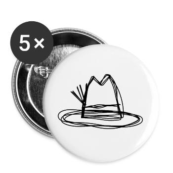 Tirolerhut handgezeichnet - Buttons groß 56 mm (5er Pack) - Weiß - Vorne