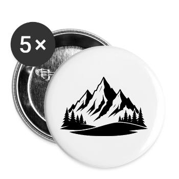 Silhouette des Gebirges - Buttons groß 56 mm (5er Pack) - Weiß - Vorne
