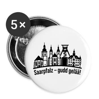 Saarpfalz Stadt Silhouette - Buttons groß 56 mm (5er Pack) - Weiß - Vorne