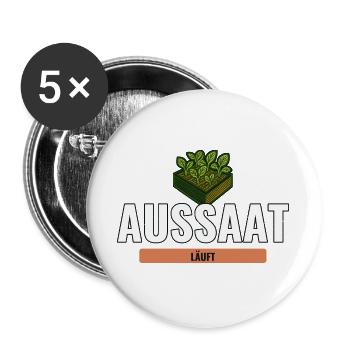 Balkon Hochbeet Geschenk für die erste Aussaat - Buttons groß 56 mm (5er Pack) - Weiß - Vorne