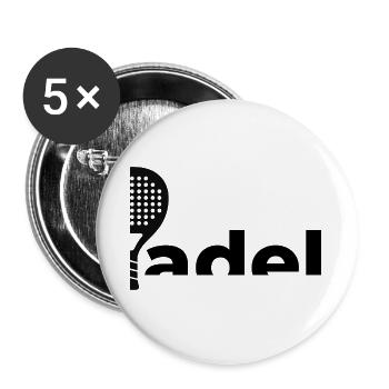 Padel-Schläger-Logo | Minimalistisches Sportdesign - Buttons groß 56 mm (5er Pack) - Weiß - Vorne
