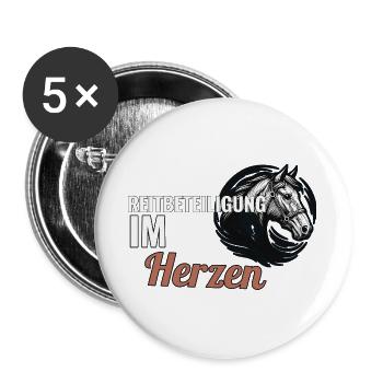 Reitbeteiligung im Herzen Geschenk für Pferdefreun - Buttons groß 56 mm (5er Pack) - Weiß - Vorne
