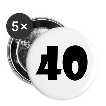 40. 40 JAHRE. 40-JÄHRIGES JUBILÄUM. 40-JÄHRIGES JUBILÄUM. - Buttons groß 56 mm (5er Pack) - Weiß - Vorne