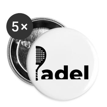 Padel-Schläger-Logo | Minimalistisches Sportdesign - Buttons groß 56 mm (5er Pack) - Weiß - Vorne
