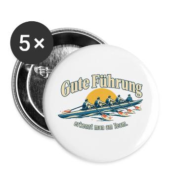 Gute Führung Teamgeschenk für Chefin oder Chef - Buttons groß 56 mm (5er Pack) - Weiß - Vorne