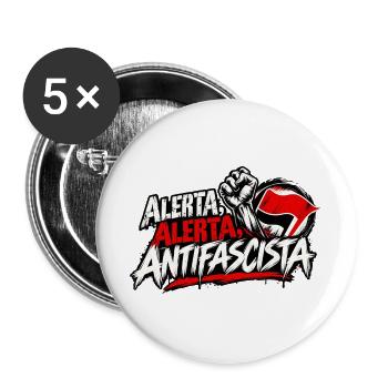 Alerta Alerta Antifascista - Buttons groß 56 mm (5er Pack) - Weiß - Vorne