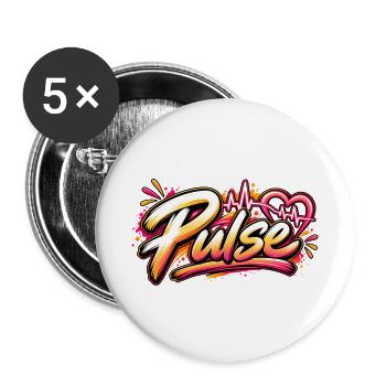 Pulse Graffiti Herz Neonschrift - Buttons groß 56 mm (5er Pack) - Weiß - Vorne