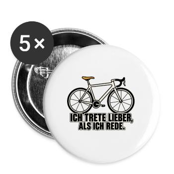 Ich trete lieber, als ich rede – Fahrrad - Buttons groß 56 mm (5er Pack) - Weiß - Vorne