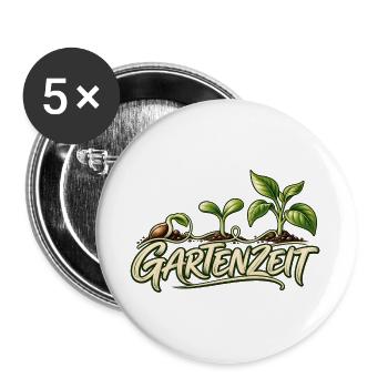Gartenliebe Line Art Geschenk für Gärtner - Buttons groß 56 mm (5er Pack) - Weiß - Vorne