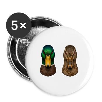 Stockenten - Buttons groß 56 mm (5er Pack) - Weiß - Vorne