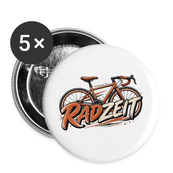 Radfahren Retro Fahrradmotiv Zeitlose Geschenkidee - Buttons groß 56 mm (5er Pack) - Weiß - Vorne