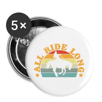 Western Rider All Ride Long Cowgirl Rodeo - Buttons groß 56 mm (5er Pack) - Weiß - Vorne