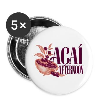 Acai Afternoon Botanischer Aufnäher mit Acai Bowl - Buttons groß 56 mm (5er Pack) - Weiß - Vorne