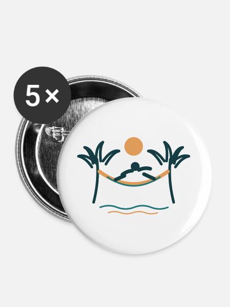 Palmenstrand Hängemattenzauber - Buttons groß 56 mm (5er Pack) - Weiß