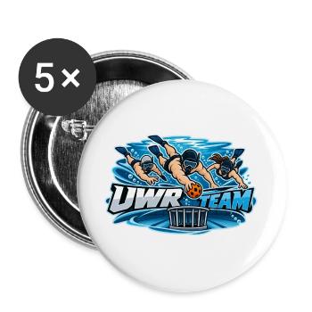 UWR Team Wasserrugby Logo - Buttons groß 56 mm (5er Pack) - Weiß - Vorne