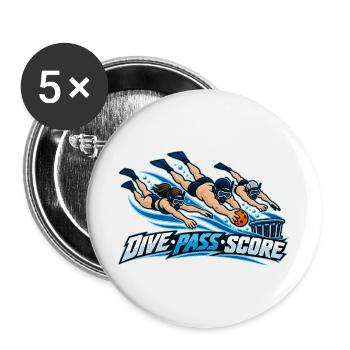 Dive Pass Score Wassersport Action - Buttons groß 56 mm (5er Pack) - Weiß - Vorne