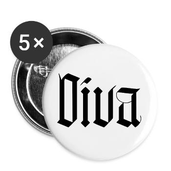 Diva / gothik stil  - Buttons groß 56 mm (5er Pack) - Weiß - Vorne