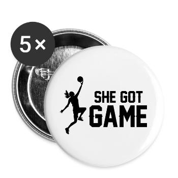 Frauen Basketball - Buttons groß 56 mm (5er Pack) - Weiß - Vorne