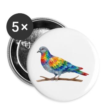 Regenbogenvogel - Buttons groß 56 mm (5er Pack) - Weiß - Vorne