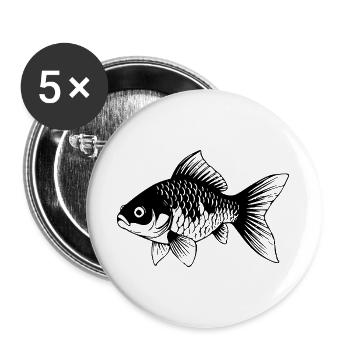 Süßer Goldfisch Comic Haustier Aquarium Geschenk - Buttons groß 56 mm (5er Pack) - Weiß - Vorne
