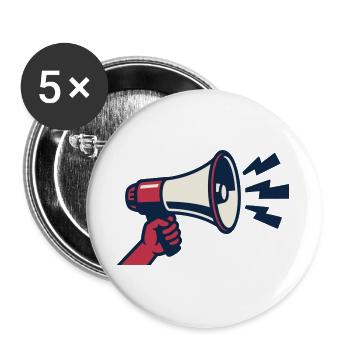 Rotes Megafon Ultras Logo - Buttons groß 56 mm (5er Pack) - Weiß - Vorne
