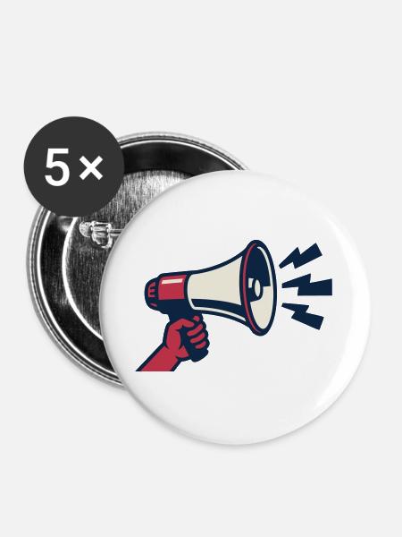 Rotes Megafon Ultras Logo - Buttons groß 56 mm (5er Pack) - Weiß