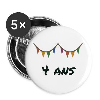 4. 4 JAHRE. 4. JUBILÄUM. 4 JAHRESJUBILÄUM - Buttons groß 56 mm (5er Pack) - Weiß - Vorne